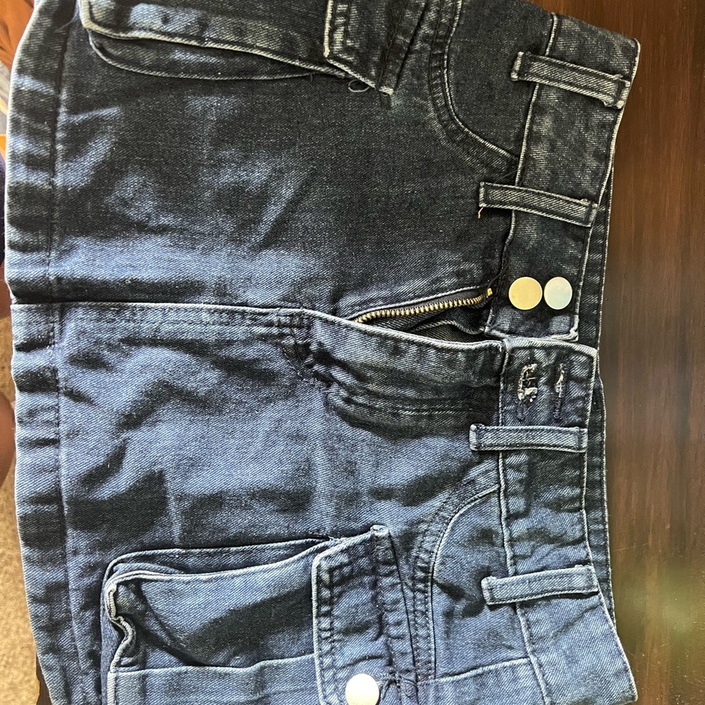 Dark Denim Mini Skirt with Pockets